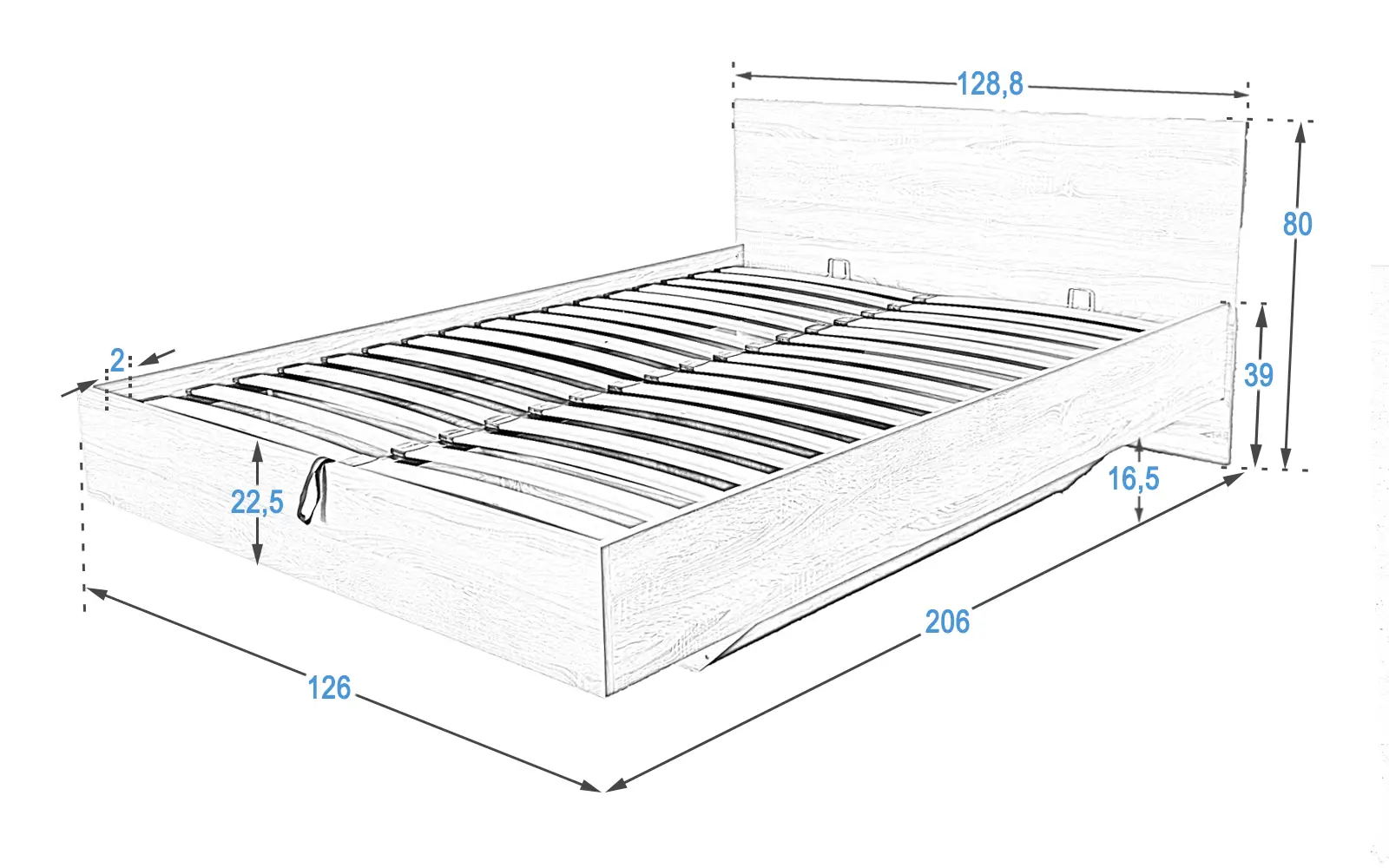Pat levitant DM2 120x200 cu somiera rabatabila
