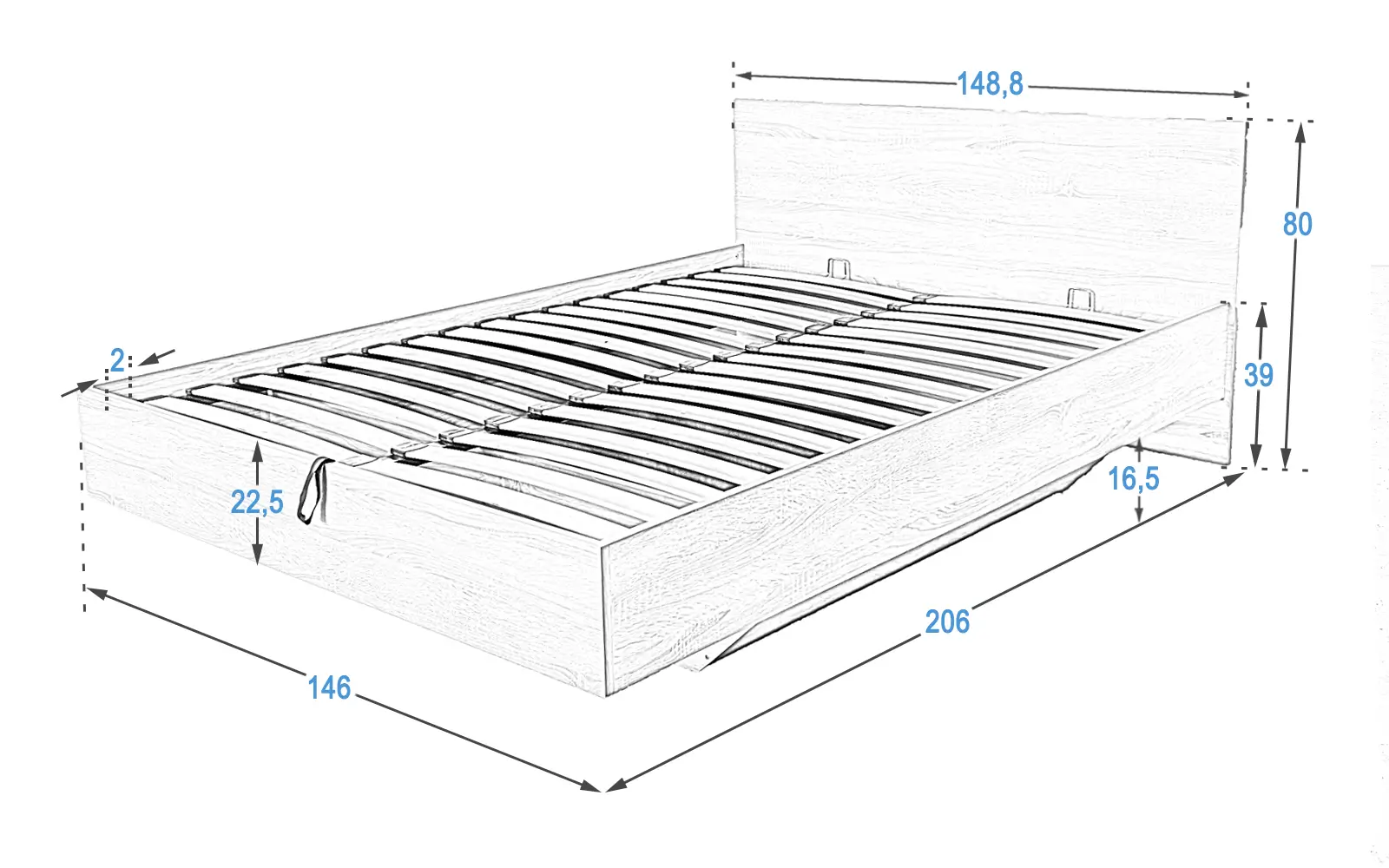 Pat levitant DM2 140x200 cu somiera rabatabila