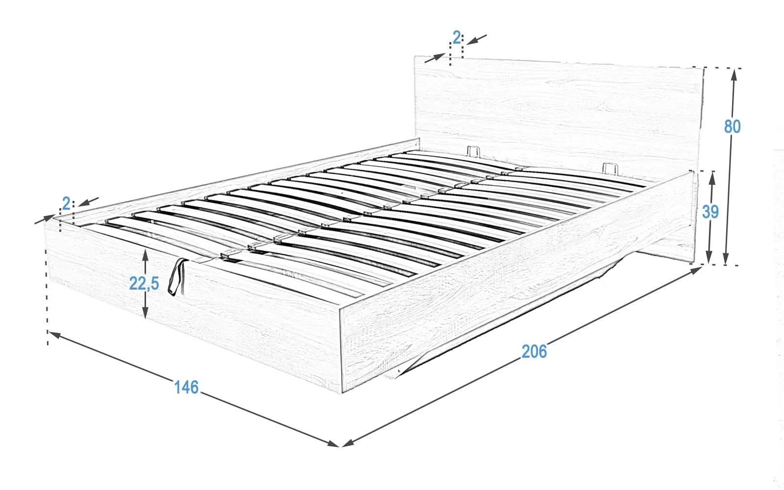 Pat levitant DM2 140x200 cu somiera rabatabila