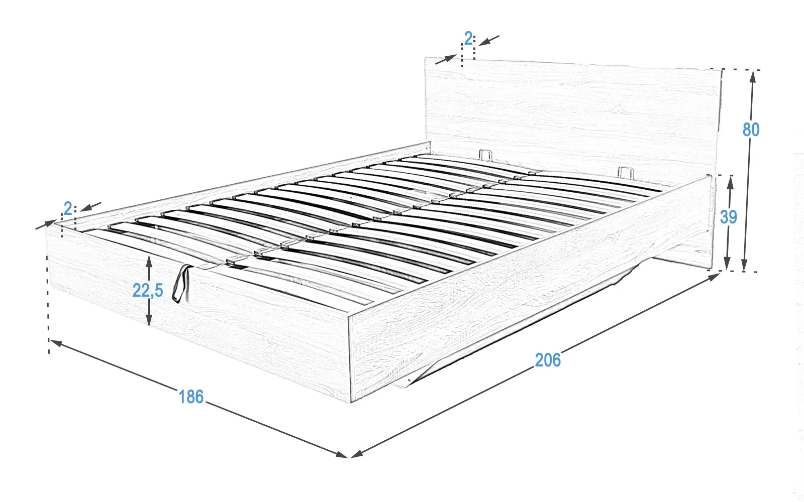 Pat levitant DM2 180x200 cu somiera rabatabila