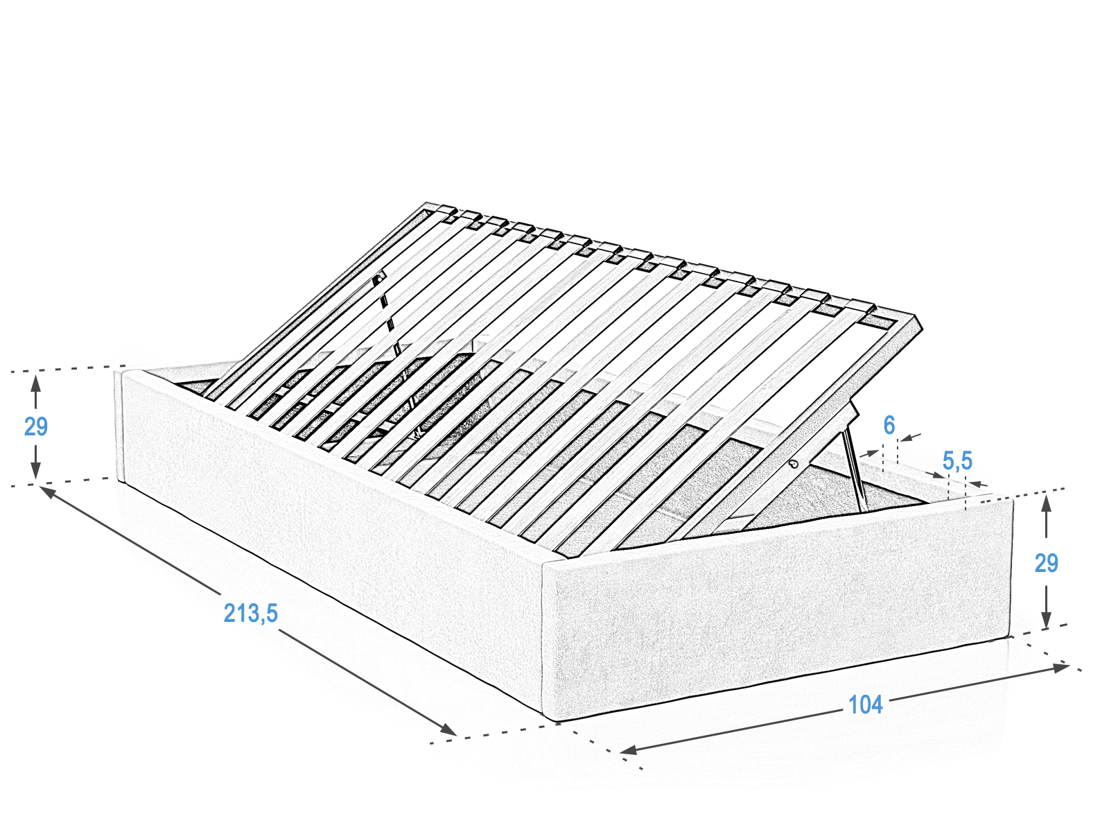 Pat Tapitat cu spatiu de depozitare 90x200 Kids Line Box