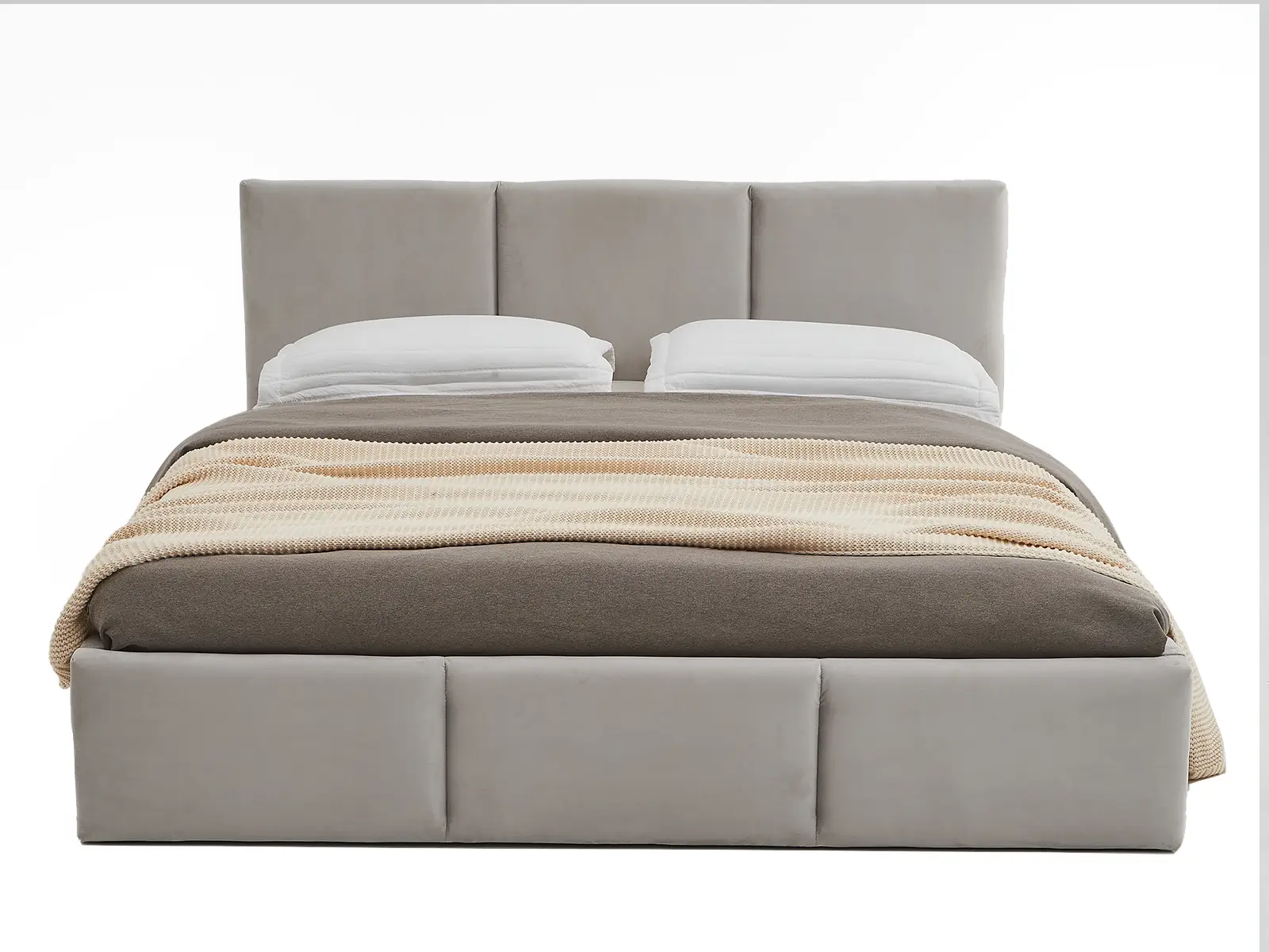 Pat Tapitat cu spatiu de depozitare 160x200 TOP Line 7 Gri Velvet
